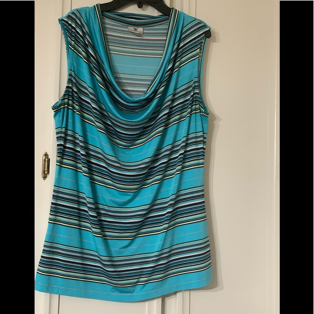 Women’s sleeveless multicolored top.